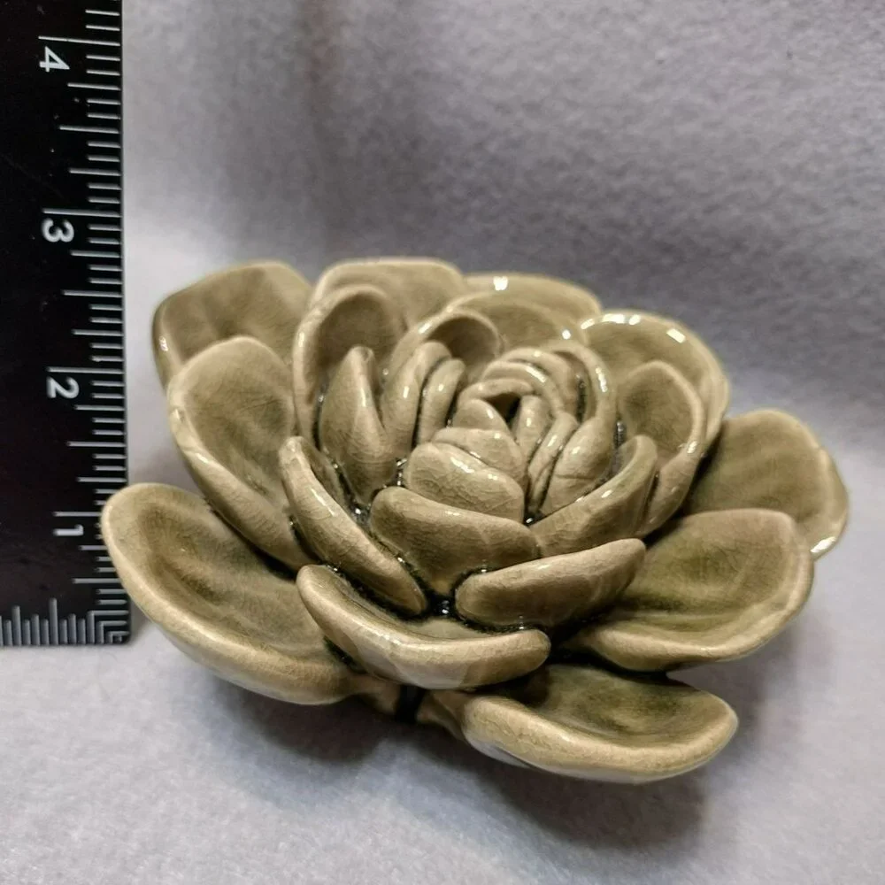 Handcrafted Ceramic Succulent, Studio Pottery, Leaf Plant Figurine, Boho Decor